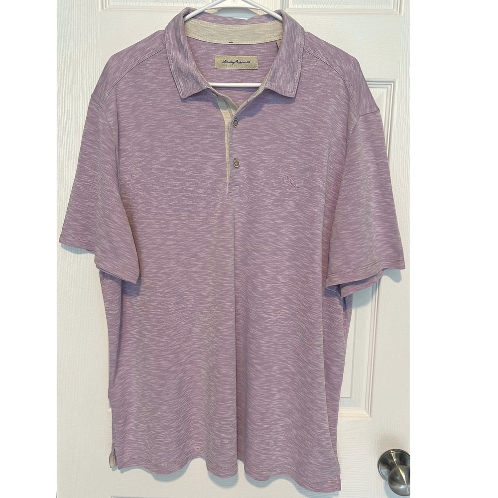 Tommy Bahama Men's XL Polo Shirt Lavender Purple Space Dye Modal Blend Slub Knit